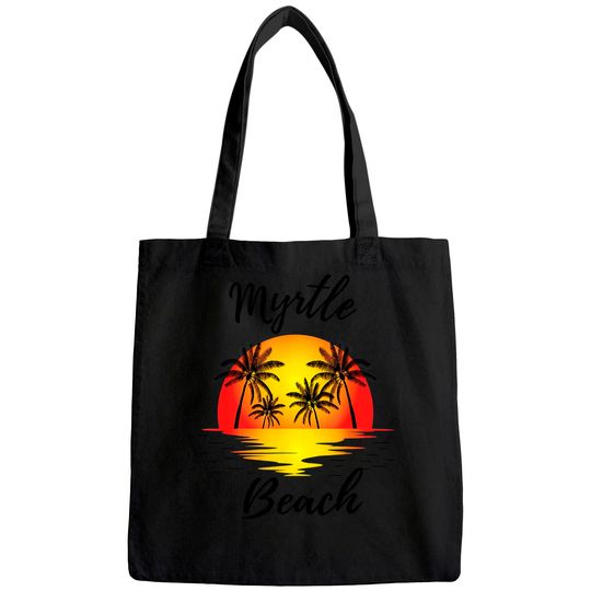 Myrtle Beach Tote Bag Sunset Palm