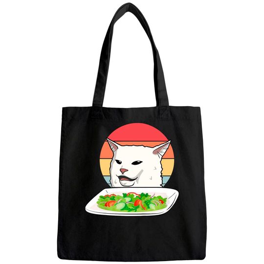 Angry Women Yelling At Confused Cat At Dinner Table Meme Tote Bag