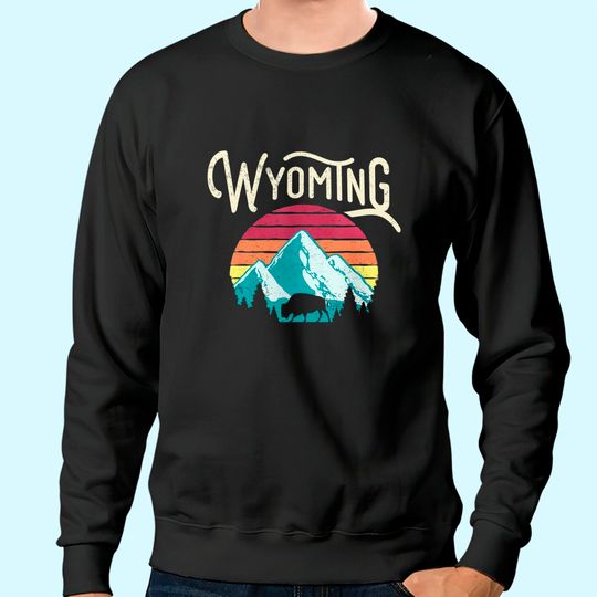 Retro Wyoming Mountains State Wildlife Sweatshirt