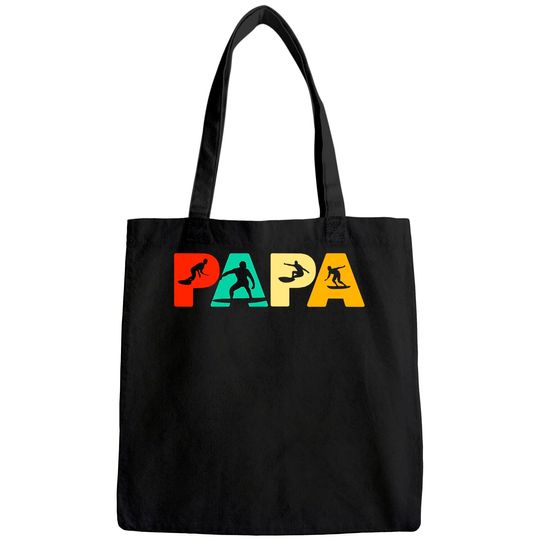 Mens Surf Dad, Retro Papa Surfing Father's Gift Tote Bag