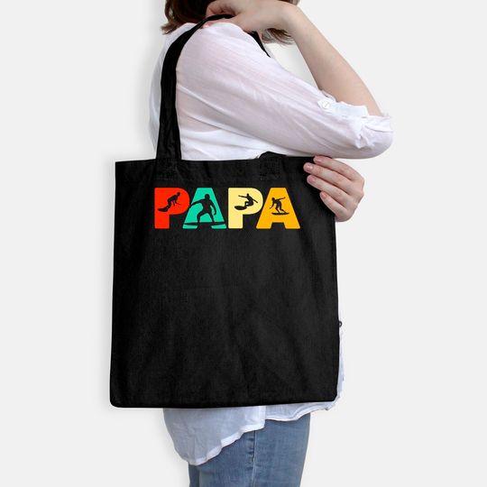 Mens Surf Dad, Retro Papa Surfing Father's Gift Tote Bag