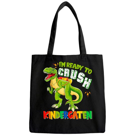 Crush Kindergarten Dinousar Back To School T-rex Boys Tote Bag