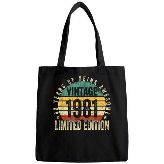 40 Year Old Gifts Vintage 1981 Limited Edition 40th Birthday Tote Bag