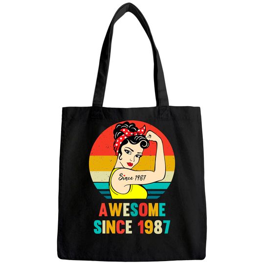 Vintage 34th Birthday 1987 Women Gift for 34 Year Old Woman Tote Bag