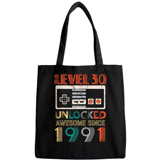 Level 30 Unlocked Birthday 30 Years Old Awesome Since 1991 Tote Bag