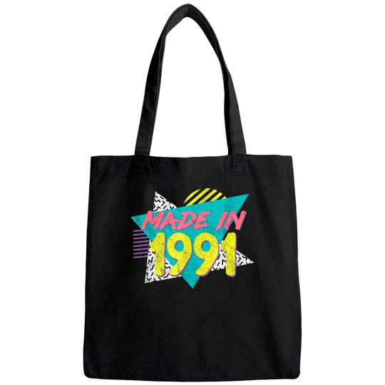 Made In 1991 Retro Vintage 30th Birthday Tote Bag