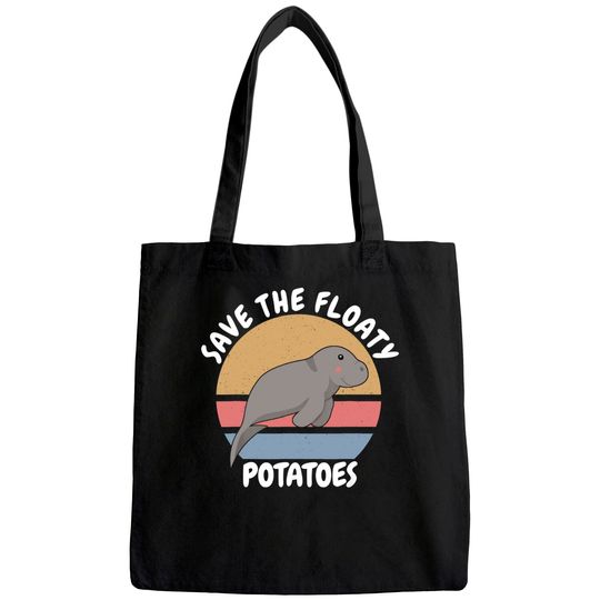 Cute Manatees Retro Gift Save The Floaty Potatoes Tote Bag