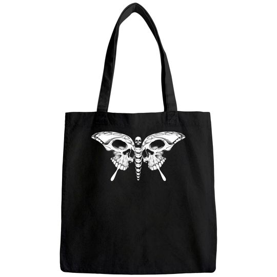 Skull Butterfly Cool Gothic Skeleton Calavera Artistic Head Tote Bag