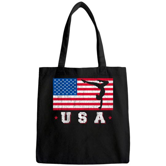 Patriotic Sports American USA Flag Girls Gymnastics Tote Bag