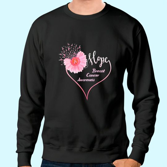 Faith Hope Love Heart Breast Cancer Awareness Pink Daisy Sweatshirt