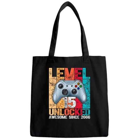 Level 15 Unlocked Awesome Since 2006 15th Birthday Gaming Tote Bag