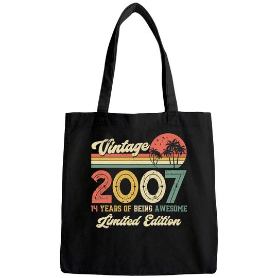 Vintage 2007 14th Birthday Gift Boys Girls Tote Bag