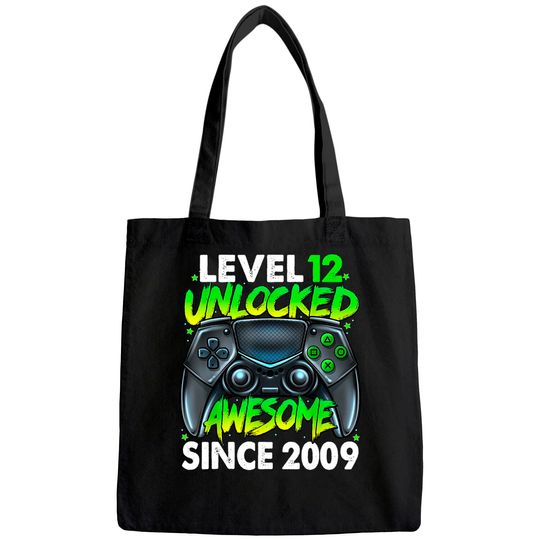 Level 12 Unlocked Awesome Since 2009 12th Birthday Gaming Tote Bag