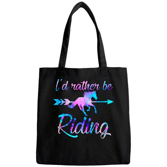 Horse Lover Gift RATHER BE RIDING Equestrian Teen Girl Women Tote Bag