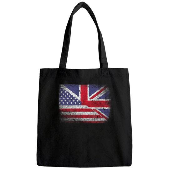 British American Flag Great Britain Union Jack Tote Bag.