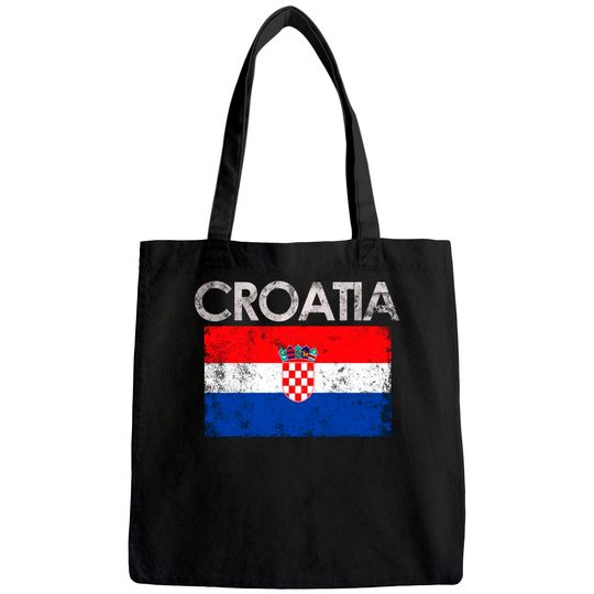 Vintage Croatia Croatian Flag Pride Gift Tote Bag