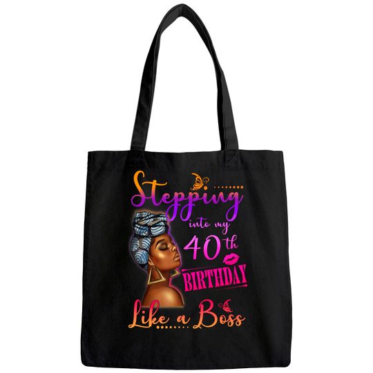 Stepping Into My 40th Birthday,1981 Birthday, Black Women Tote Bag