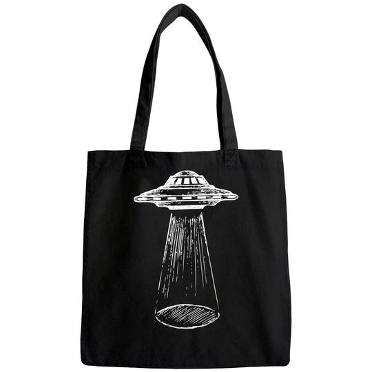 UFO  Alien Abduction Flying Saucer Spacecraft Tote Bag