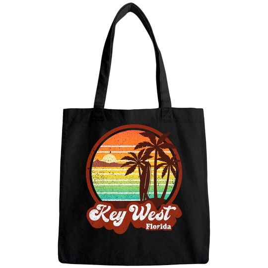 Key West Souvenirs Florida Vintage Surf Surfing Retro 70s Tote Bag