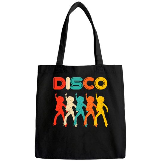 Disco 70s Themed Tote Bag Vintage Retro Dancing Tote Bag
