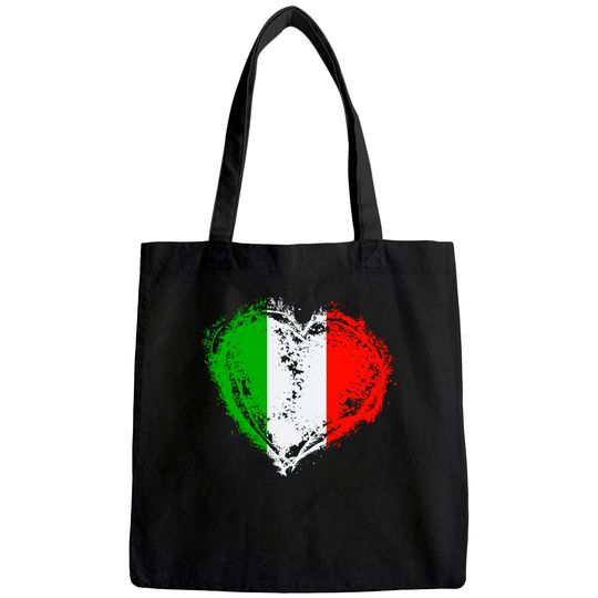 Vintage Italy Heart Shape Italian Flag Tote Bag
