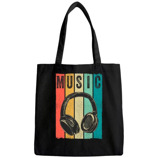 Electronic Music Lover DJ Gift Vintage Retro Headphones Tote Bag