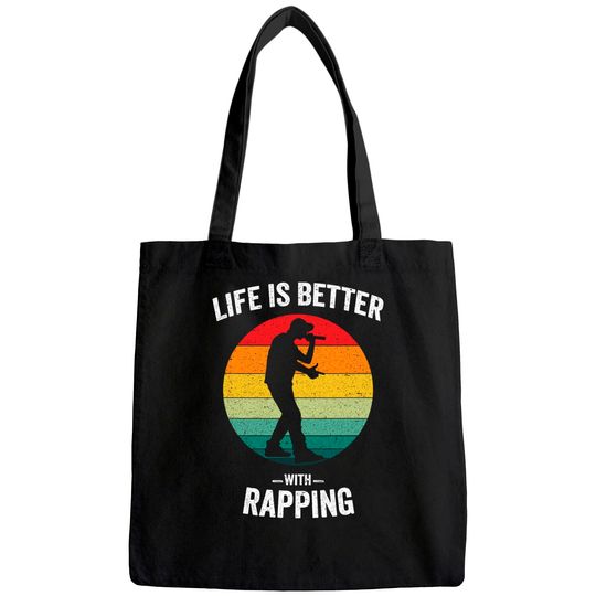 Life is Better with Rapping Vintage Hip Hop Music Tote Bag