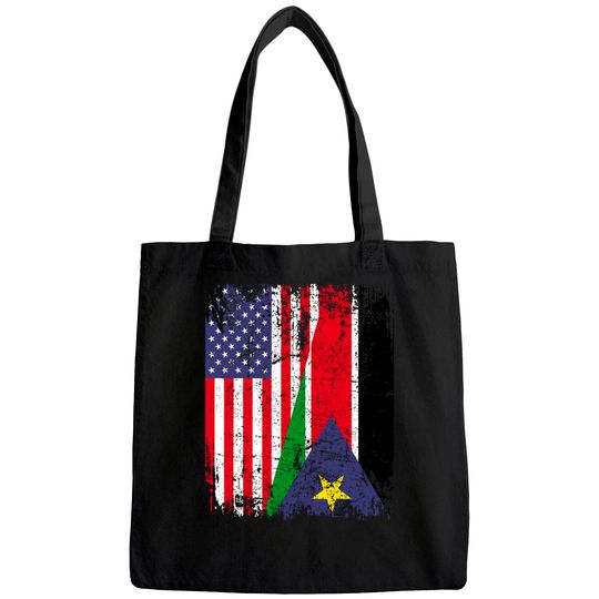 SUDANESE ROOTS | Half American Flag | SOUTH SUDANESE FLAG Tote Bag