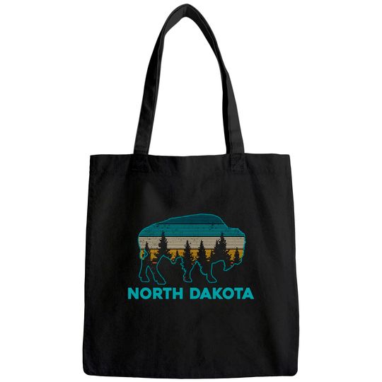 North Dakota Bison Vintage American Buffalo Souvenir Tote Bag
