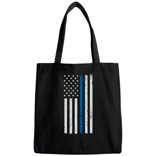 American Flag Thin Blue Line Police Support Lives Matter US Tote Bag