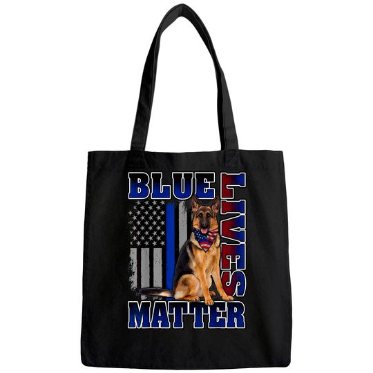 Police Officer K9 Dog Tote Bag Blue Lives Matter Blue Line Flag Tote Bag