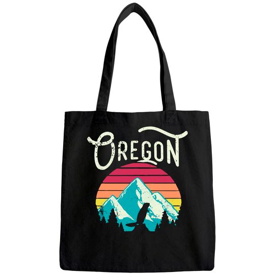 Retro Vintage Oregon OR Mountains Beaver Tote Bag