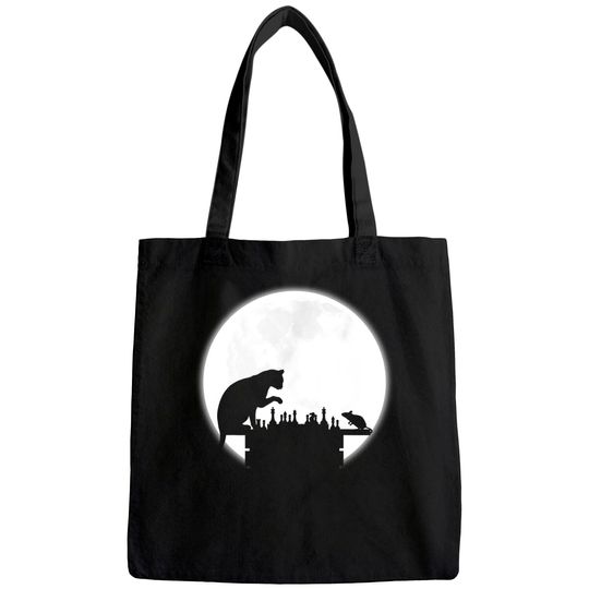 The Chess Board The Cat The Mouse And The Full Moon Tote Bag