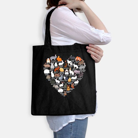 Love Bunnies Rabbit Heart Tote Bag