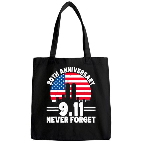 Never Forget 9 11 20th Anniversary Retro Patriot Day 2021 Tote Bag