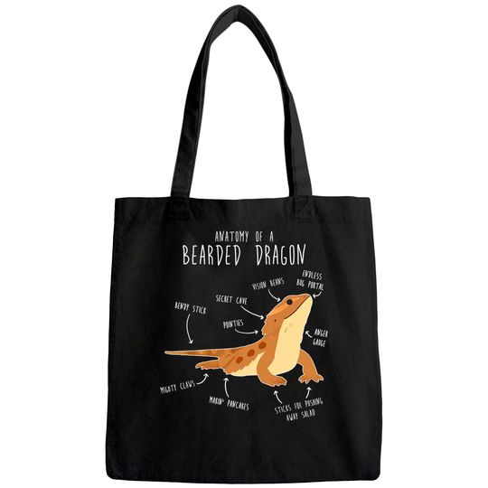 The Anatomy of a Bearded Dragon, Pet Reptile Lizard Lover Tote Bag