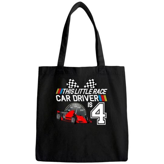 Kids 4 Year Old Race Car Birthday Tote Bag 4th Racing Party Tote Bag