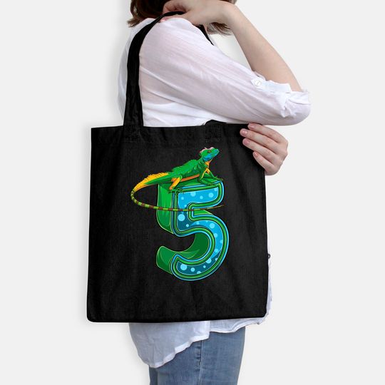 Kids 5 Year Old Lizard Reptile 5th Birthday Party Tote Bag