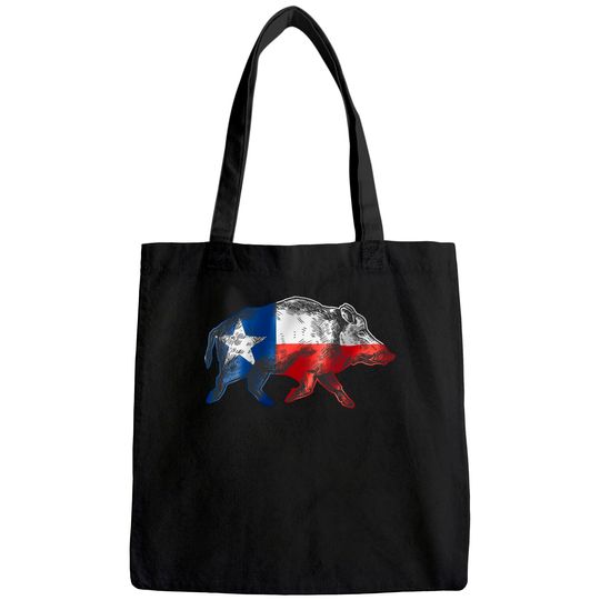 Texas Flag Feral Hog wild Pig Hunting Tote Bag