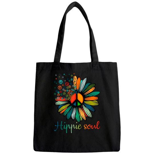 Daisy Peace Sign Hippie Soul Tote Bag