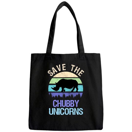 Vintage Sunset Save The Chubby Unicorns Fat Rhino Tote Bag