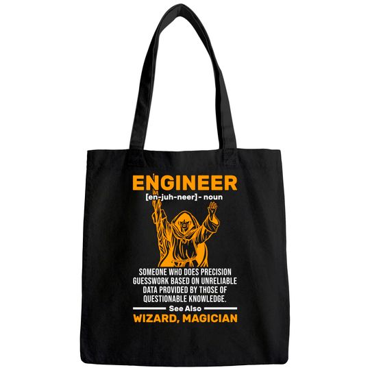 Funny Wizard Engineer Definition Civil Mechanical Engineer Tote Bag