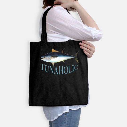 Tunaholic Bluefin Tuna Fish Illustration Fishing Fisherman Tote Bag
