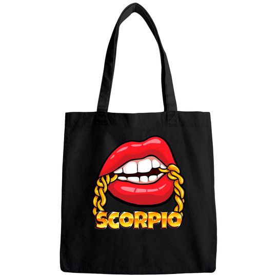 Juicy Lips Gold Chain Scorpio Zodiac Sign Tote Bag