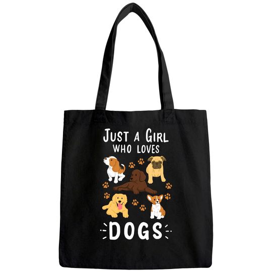 Just a Girl Who Loves Dogs Dog Lover Gift for Girls Tote Bag