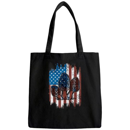 Morel Mushroom Hunter Patriotic USA Flag Tote Bag