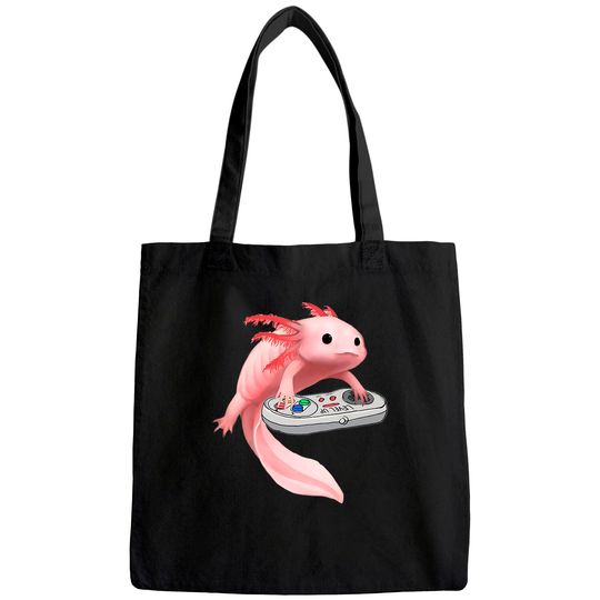 Fish Playing Video Game White-Axolotl Lizard Gamers Tote Bag