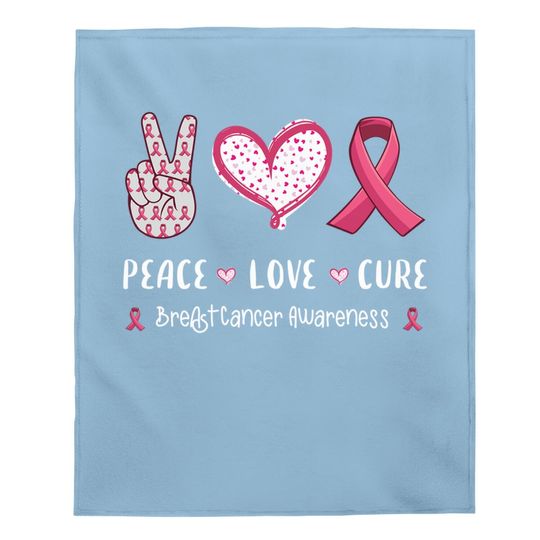 Peace Love Cure Breast Cancer Awareness Baby Blanket