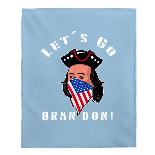 Let's Go Brandon Patriot With Mask Us Flag Baby Blanket