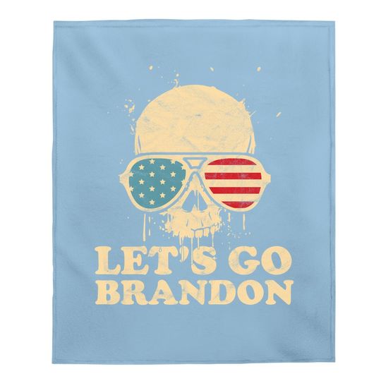 Let's Go Brandon Skull American Flag Baby Blanket